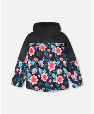 Toddler Girls 3-in-1 Two-Piece Mid-Season Outerwear Set Printed Flowers - Inner Jacket