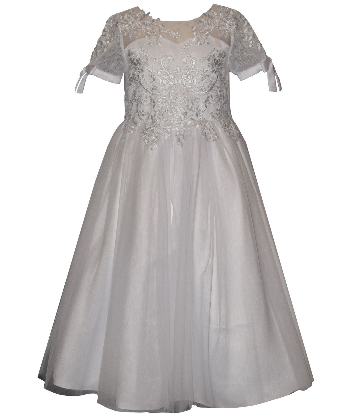 Платье Bonnie Jean Applique Detail Short-Sleeve Communion Dress для девочек, цвет: Белый — фото 1