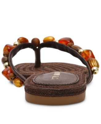 Women's Marble Embellished Square Toe Thong Sandals