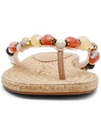 Women's Marble Embellished Square Toe Thong Sandals