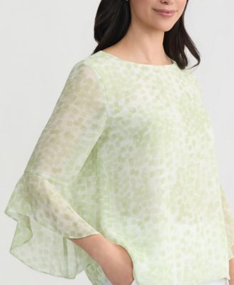 Women's Printed Ruffle-Sleeve Blouse