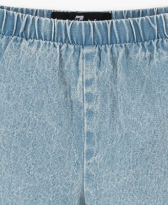 Baby Girls' Balloon Sleeve Top and Denim Shorts, 2-Piece Set