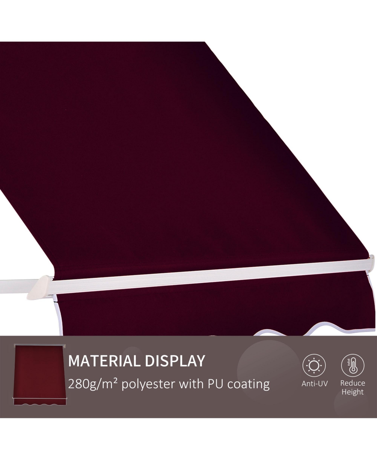 Outsunny 6' Retractable Patio Sun Window Awning w/ Comfortable Shade, Wine