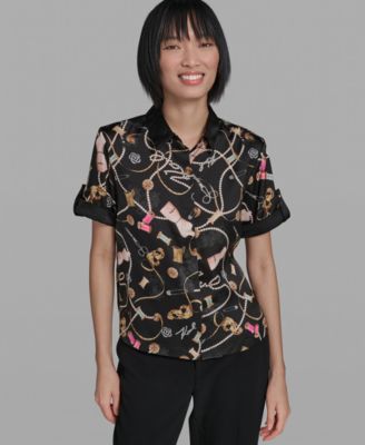 Women's Printed Camp Collared Shirt