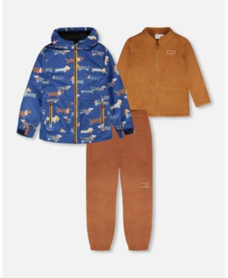 Little Boys 3-in-1 Two-Piece Mid-Season Outerwear Set Dog Print
