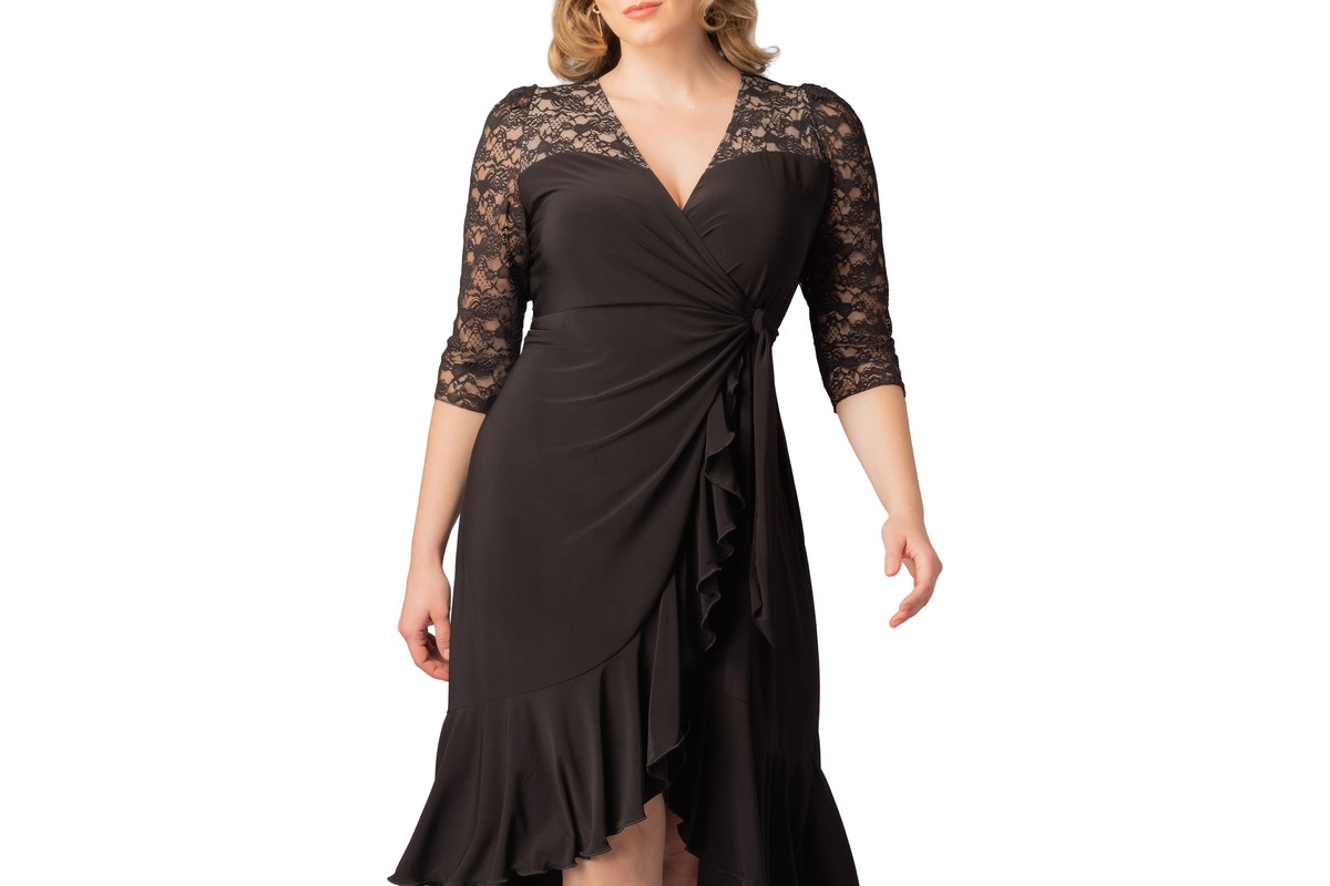 Kiyonna Plus Lavish Lace Wrap Dress