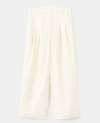 Women's Wide-Leg Cropped Pleated Pants