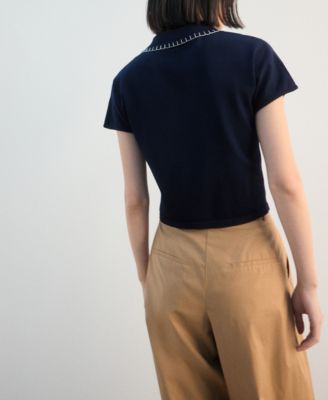 Women's Stitching Detail Polo Neck Sweater