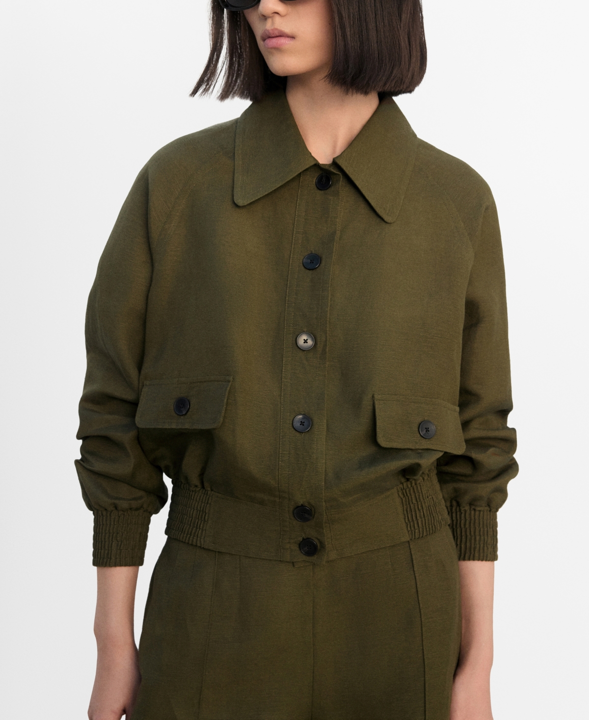 Mango Women's Buttons Linen-Blend Jacket