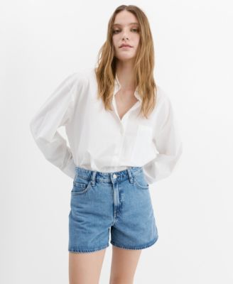 Women's High-Waisted Straight-Fit Denim Shorts