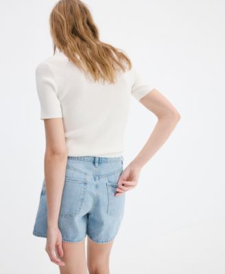 Women's High-Waisted Straight-Fit Denim Shorts