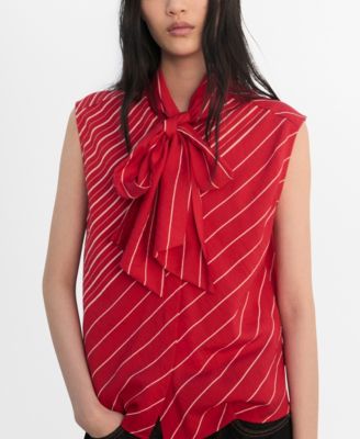 Women's Scarf Striped Blouse