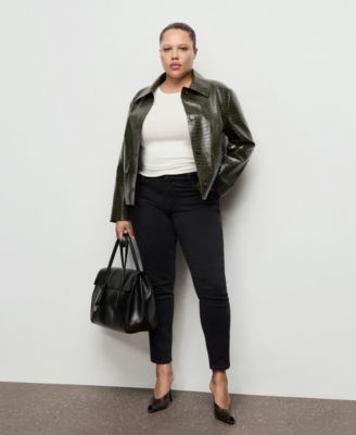 Women's Crocodile-Effect Faux Leather Jacket