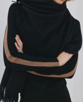 Women's Contrasting Stripes And Perkins Collar Sweater