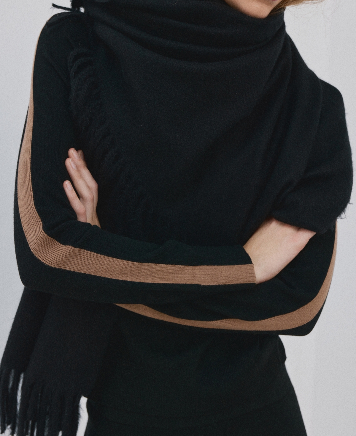 Mango Women's Contrasting Stripes and Perkins Collar Sweater