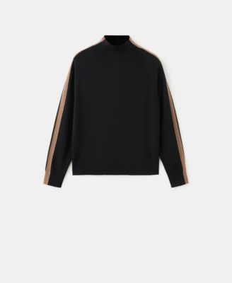 Women's Contrasting Stripes And Perkins Collar Sweater