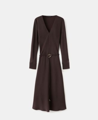 Women's Belted V-Neck Dress