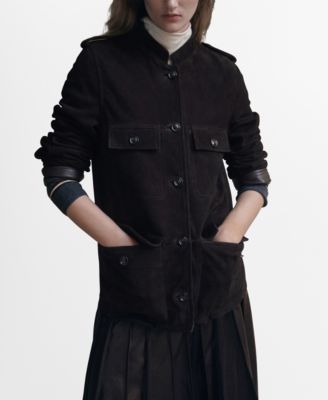 Women's Band Collar Suede Jacket