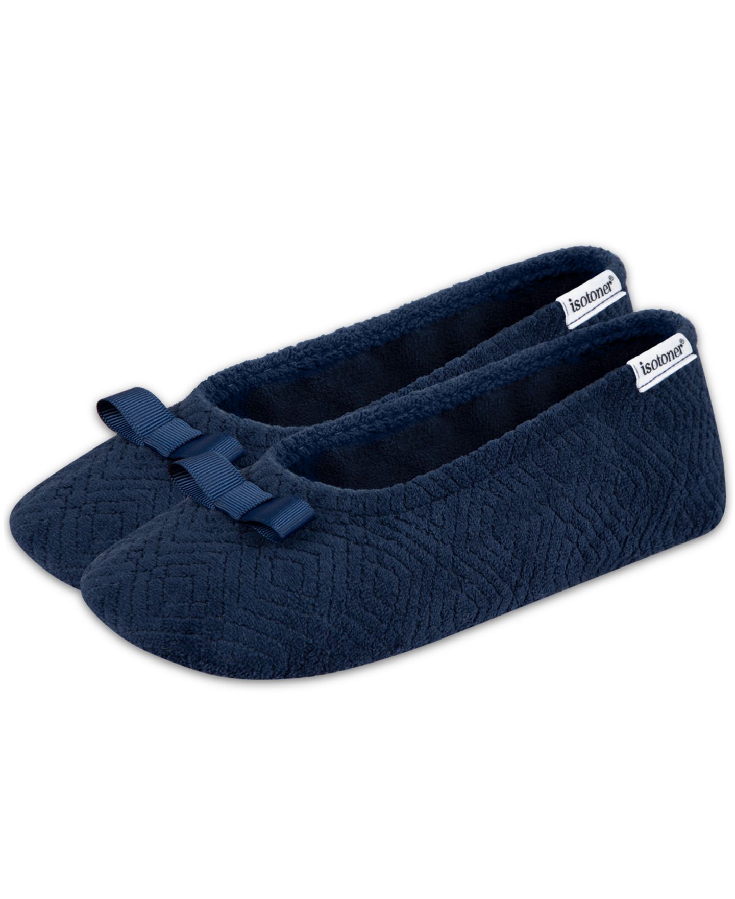 Женские тапочки Isotoner Signature Microterry Gemma Pillowstep Ballerina Slippers, цвет: Тёмно-синий — фото 7