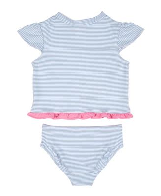 Toddler Girls Cap Sleeve Rash Guard Tankini With Flower