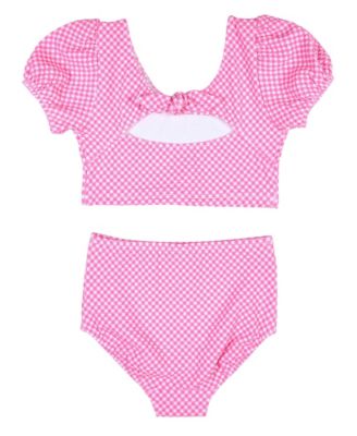 Big Girls Gingham Puff Sleeve Bikini