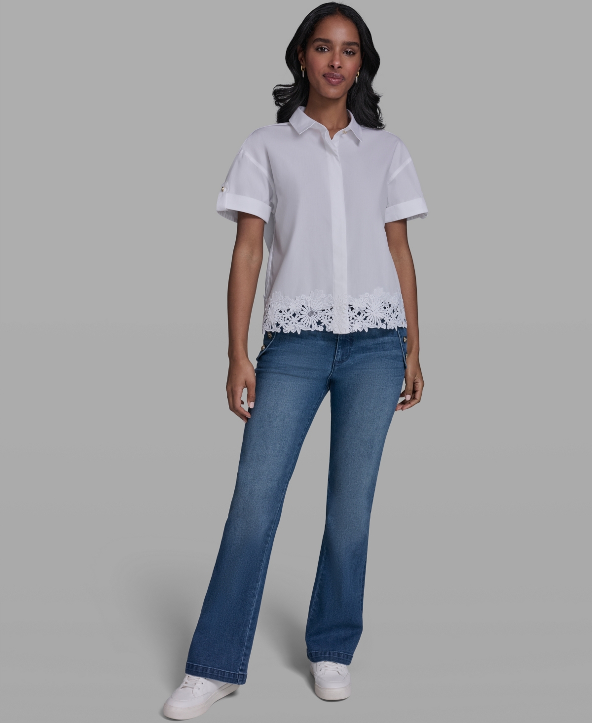 Karl Lagerfeld Paris Petite Short-Sleeve Top