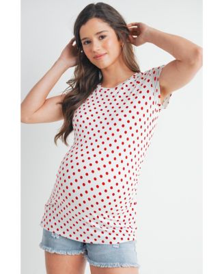 Maternity Short Sleeve Crewneck Polka Dot T-Shirt
