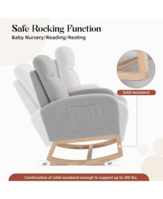 Modern Nursery Chair,Rocking Chair with High Backrest Armchair,PU Glider Accent Reading Chairs Padded Seat for Living Room,Bedroom
