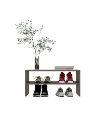 Norris shoe rack in melamine with 2 shelves,Gray Walnut