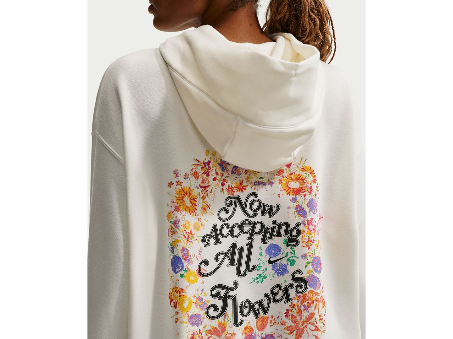 Женское худи Nike Phoenix Fleece Oversized Basketball, цвет: Молочный / Чёрный — фото 4