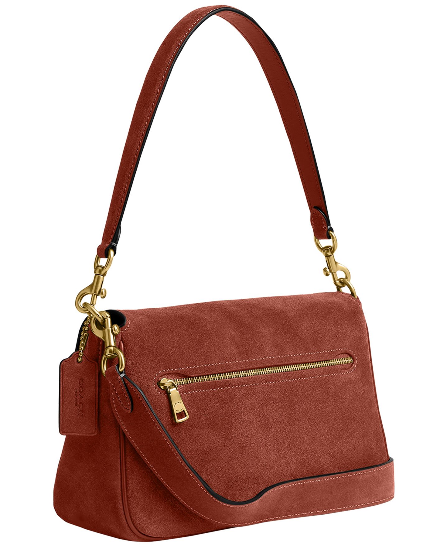 Женская сумка COACH Tabby Small Suede Shoulder, цвет: Латунный / Глиняный — фото 3