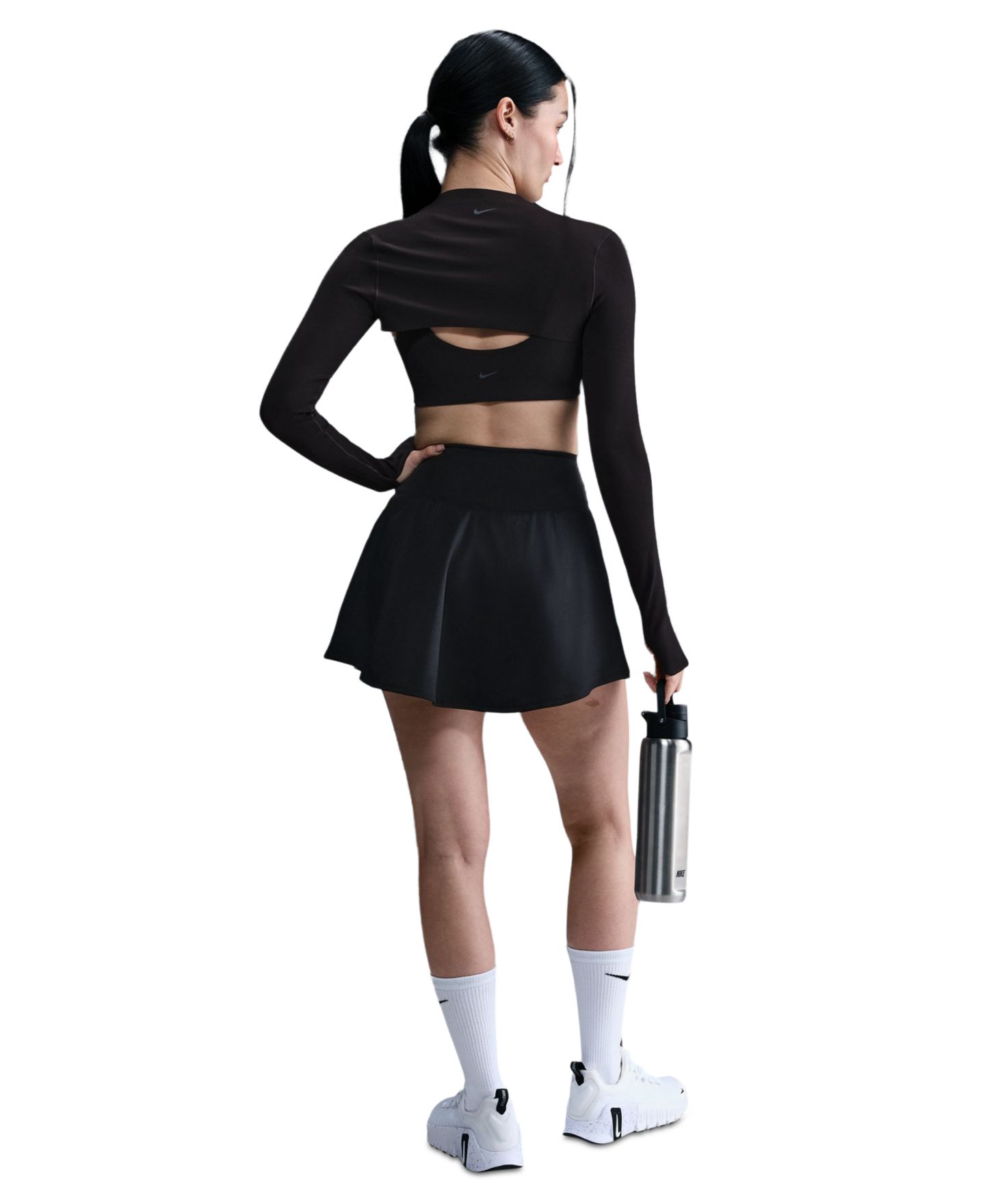Женская юбка Nike Dri-Fit Swoosh Logo, цвет: Чёрный / Белый — фото 5