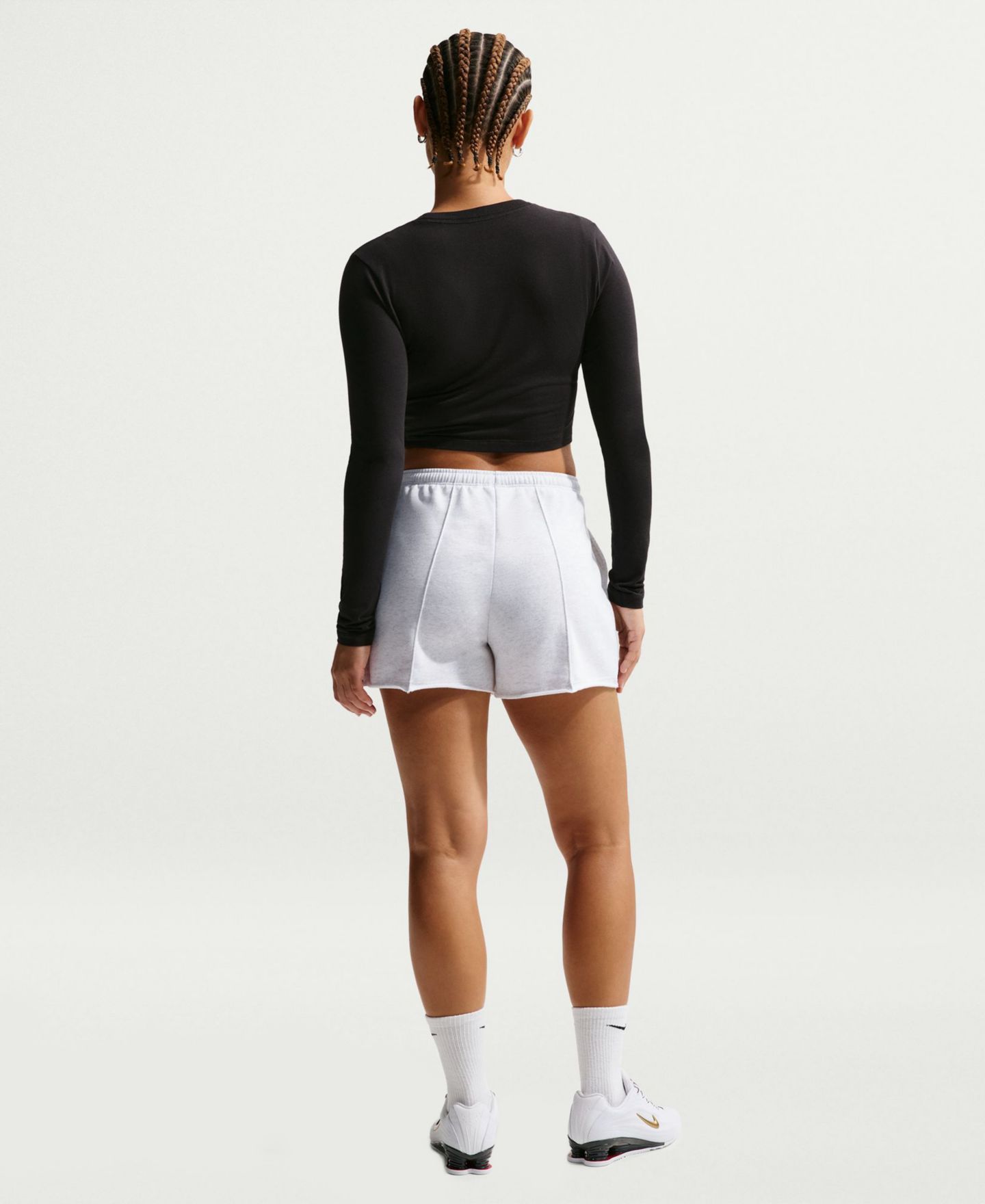 Женские шорты Nike Mid-Rise French Terry, цвет: Пурпурный / Молочный — фото 5