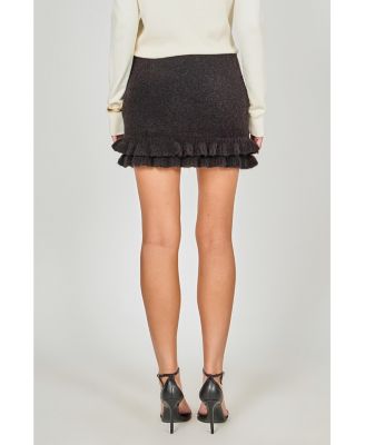 Women's Knit Ruffles Mini Skirt