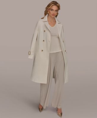 Women's Double Breasted Belted Notch Collar Trench Coat