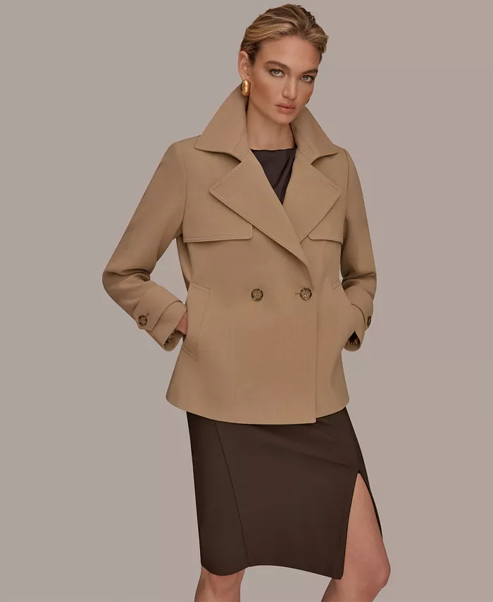 Women's Short Crepe Notch Collar Trench Coat