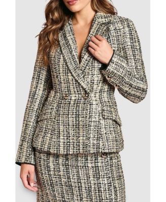 Women's Sequin Tweed Fitted Blazer