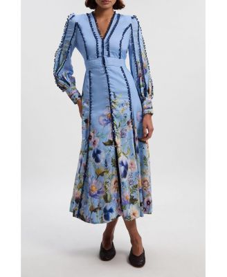 Women's Trailing Floral Woven Plunge Maxi Dress