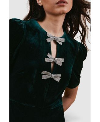 Women's Occasion Velvet Bow Midaxi Dress.