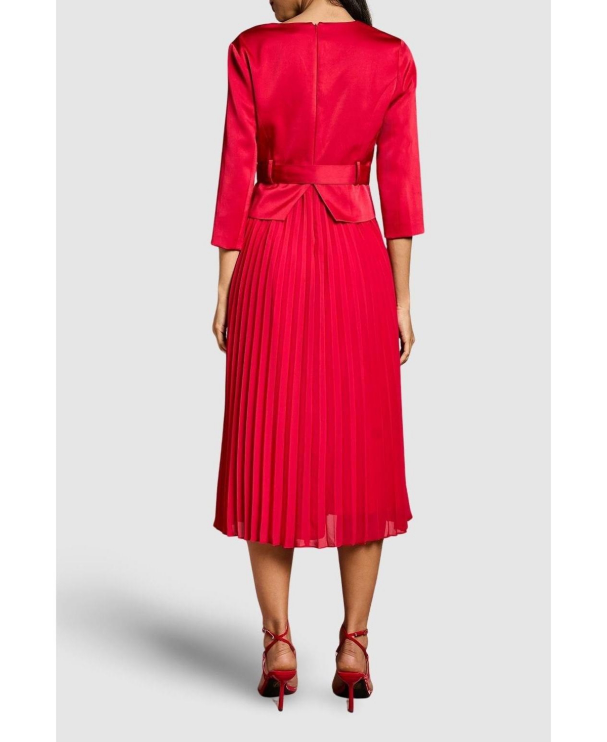 Coast Women's Satin Bodice Pleat Skirt Midi Dress.