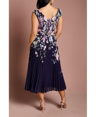 Women's Twist Front Printed Midi Dress