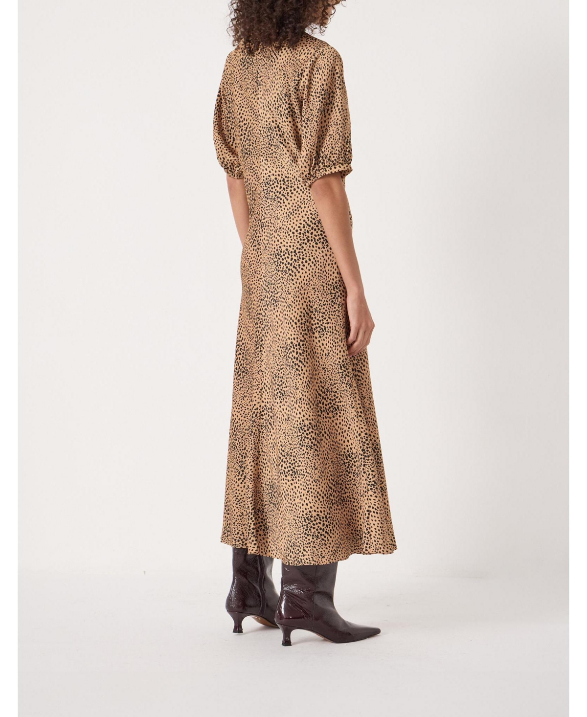 Hush Women's Grace V-Neck Puff Sleeve Satin Dress