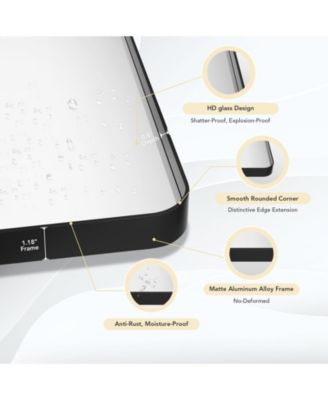 Bathroom Mirror 55 x 30 inch Rectangular Black Metal Framed Mirror, Modern Round Corner Wall Mounted Vanity Mirror for Bathroom Living Room