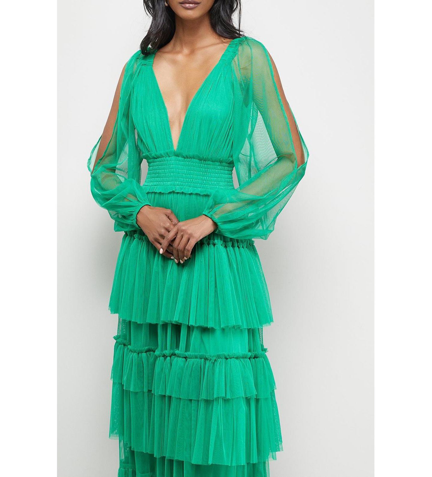 Женское платье Warehouse Cinched Waist Maxi, цвет: Зелёный — фото 8