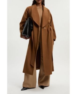 Women's Brushed Wool Wrap Tailored Maxi Coat