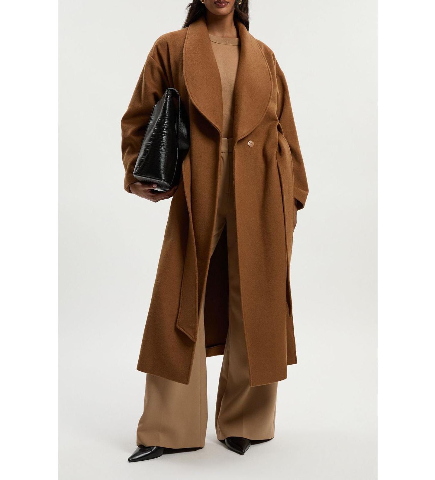 Женское пальто Karen Millen Brushed Wool Wrap Tailored Maxi, цвет: Верблюжий — фото 8