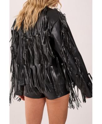 Women's Faux Leather Tassel Jacket