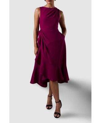 Women's Crepe Ruffle Low Back Dress