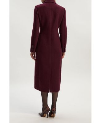 Women's Wool Double Breasted Tailored Midi Coat