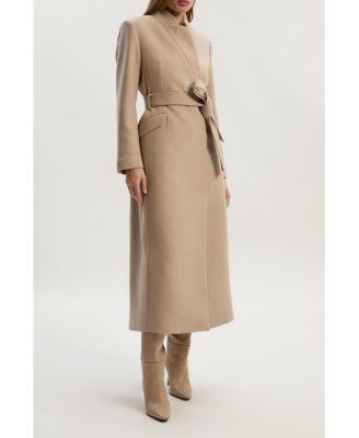 Women's Wool Notch Neck Tailored Maxi Coat